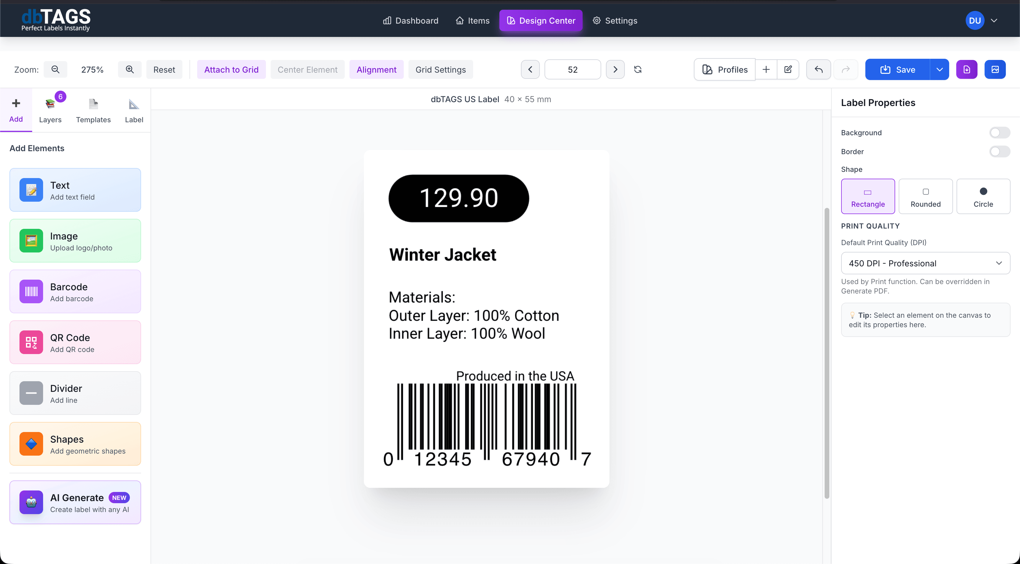 Cloudlabels Online Barcode Label Maker - Design and print professional barcode labels, QR code labels, and custom labels with drag-and-drop label designer